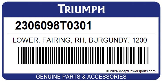 Triumph 2306098T0301 Lower, Fairing, Rh, Burgundy, 1200