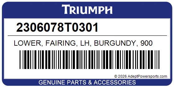 Triumph 2306078T0301 Lower, Fairing, Lh, Burgundy, 900