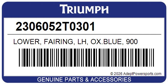 Triumph 2306052T0301 Lower, Fairing, Lh, Ox.Blue, 900