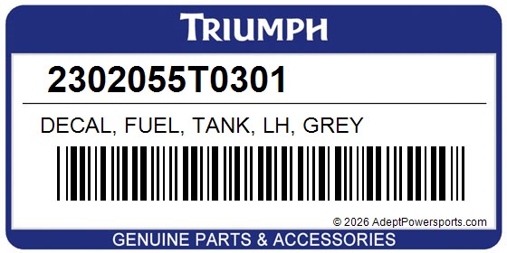 Triumph 2302055T0301 Decal, Fuel, Tank, Lh, Grey