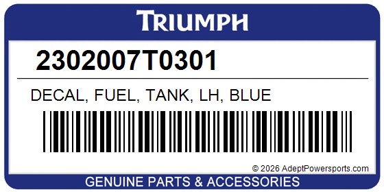 Triumph 2302007T0301 Decal, Fuel, Tank, Lh, Blue