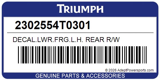 Triumph 2302554T0301 Decal.Lwr.Frg.L.H. Rear R/W