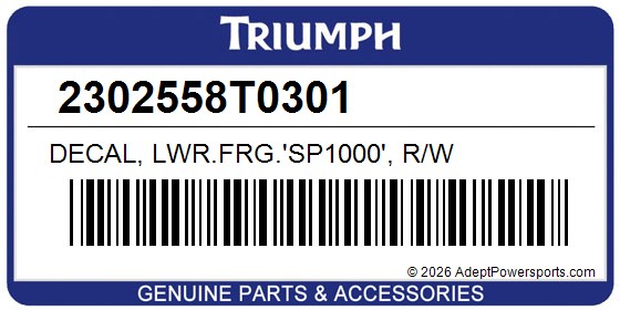 Triumph 2302558T0301 Decal, Lwr.Frg.'Sp1000', R/W