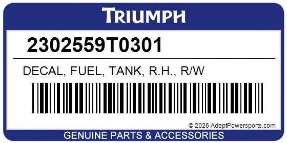 Triumph 2302559T0301 Decal, Fuel, Tank, R.H., R/W