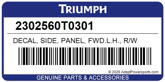 Triumph 2302560T0301 Decal, Side, Panel, Fwd.L.H., R/W