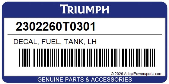 Triumph 2302260T0301 Decal, Fuel, Tank, Lh