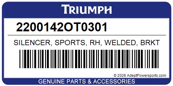 Triumph 2200142OT0301 Silencer, Sports, Rh, Welded, Brkt