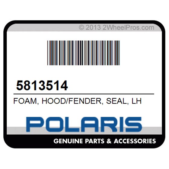 Polaris 5813514 Foam, Hood/Fender, Seal, Lh