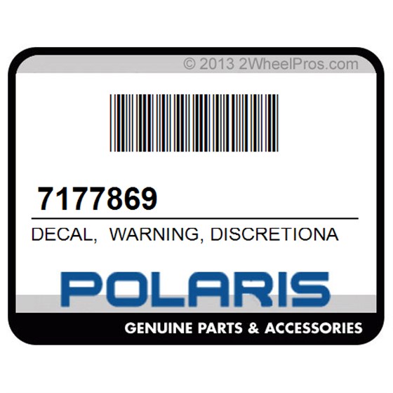 Polaris 7177869 Decal, Warning, Discretionary