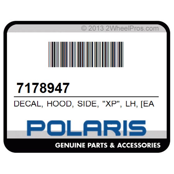Polaris 7178947 Decal, Hood, Side, "Xp", Lh, [Eao]