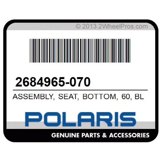 Polaris 2684965-070 Assembly, Seat, Bottom, 60, Black, [Ac][Ar][Ear]