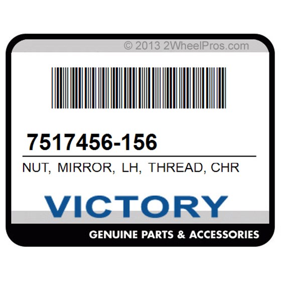 Victory 7517456-156 Nut, Mirror, Lh, Thread, Chrome