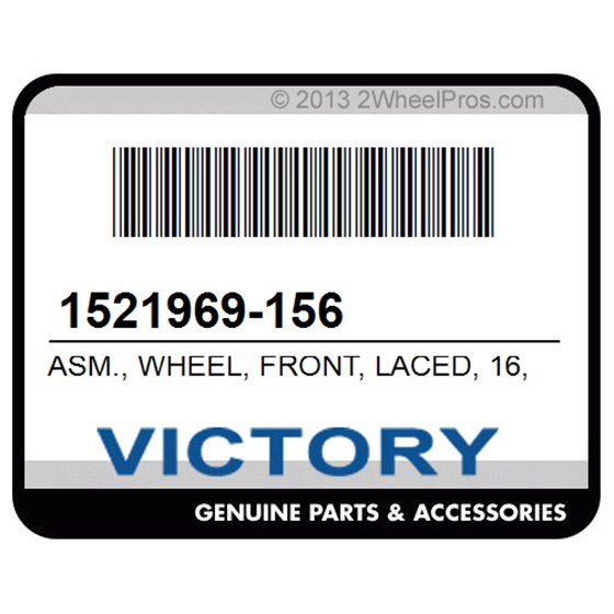 Victory 1521969-156 Asm., Wheel, Front, Laced, 16, Inch, Chrome