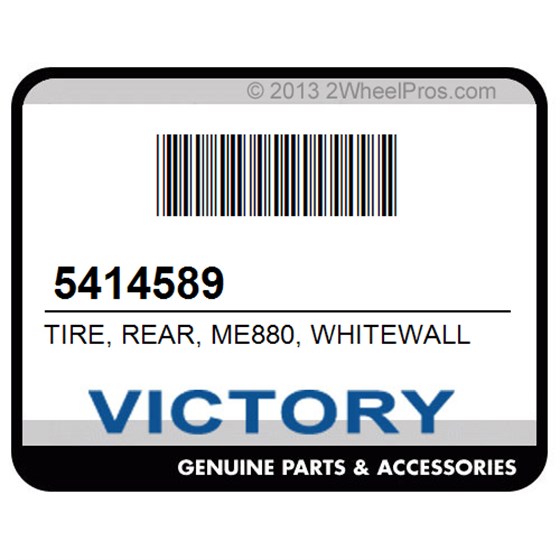 Victory 5414589 Tire, Rear, Me880, Whitewall