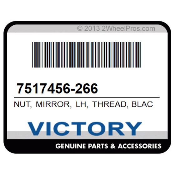 Victory 7517456-266 Nut, Mirror, Lh, Thread, Black