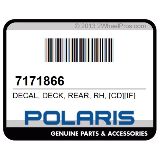Polaris 7171866 Decal, Deck, Rear, Rh, [Cd][If]