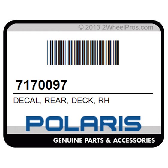 Polaris 7170097 Decal, Rear, Deck, Rh