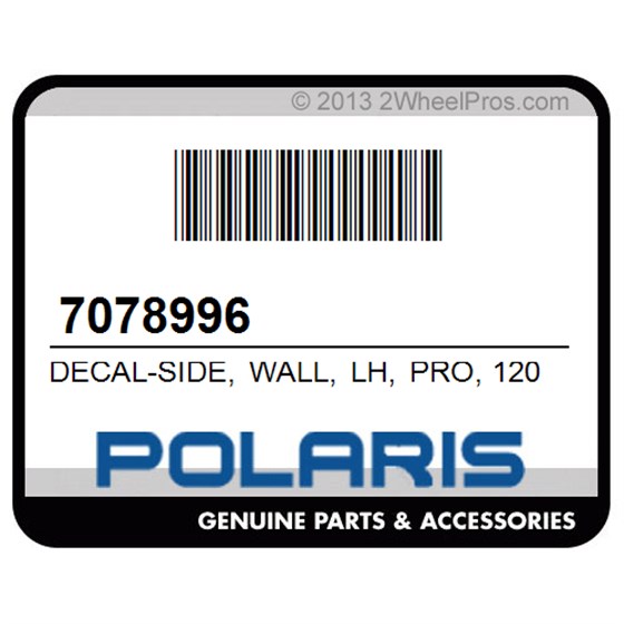 Polaris 7078996 Decal-Side, Wall, Lh, Pro, 1200
