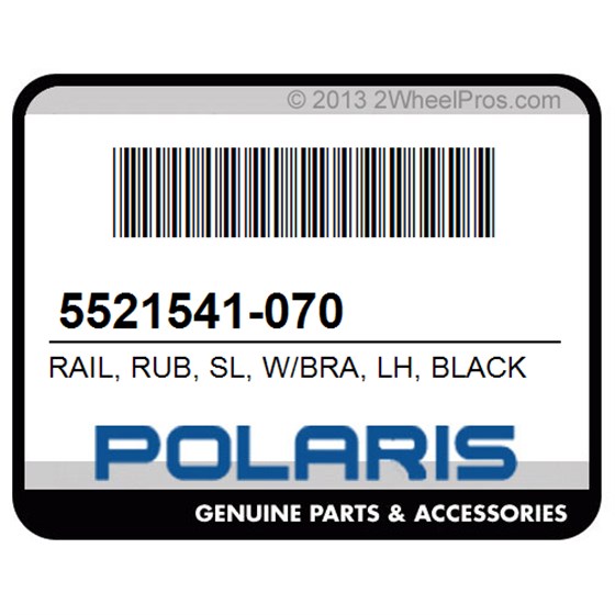 Polaris 5521541-070 Rail, Rub, Sl, W/Bra, Lh, Black