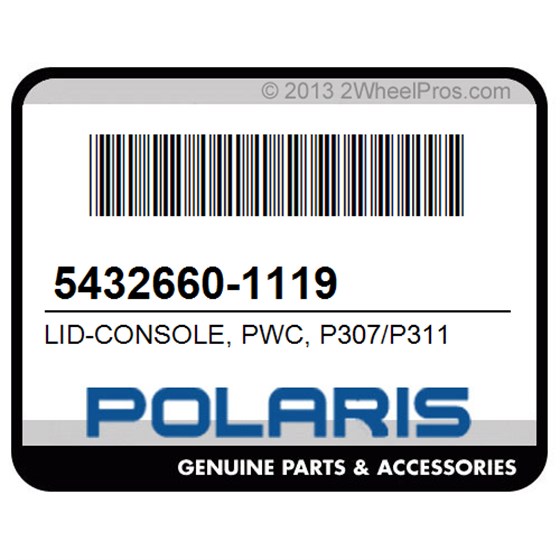 Polaris 5432660-1119 Lid-Console, Pwc, P307/P311