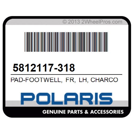 Polaris 5812117-318 Pad-Footwell, Fr, Lh, Charcoal