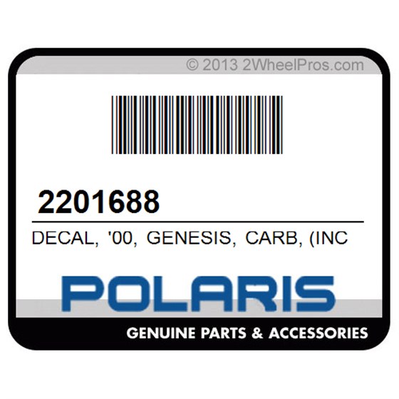 Polaris 2201688 Decal, '00, Genesis, Carb, (Incl., All, Except, Seat, Decals)