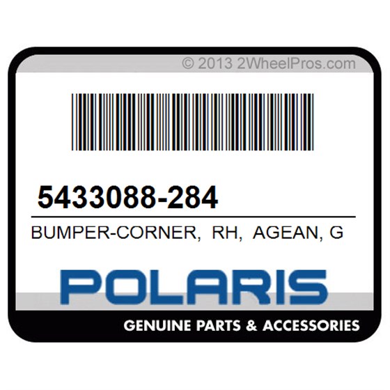 Polaris 5433088-284 Bumper-Corner, Rh, Agean, Gr