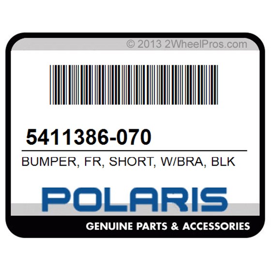 Polaris 5411386-070 Bumper, Fr, Short, W/Bra, Blk