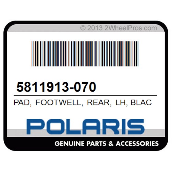 Polaris 5811913-070 Pad, Footwell, Rear, Lh, Black