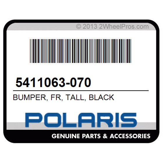 Polaris 5411063-070 Bumper, Fr, Tall, Black