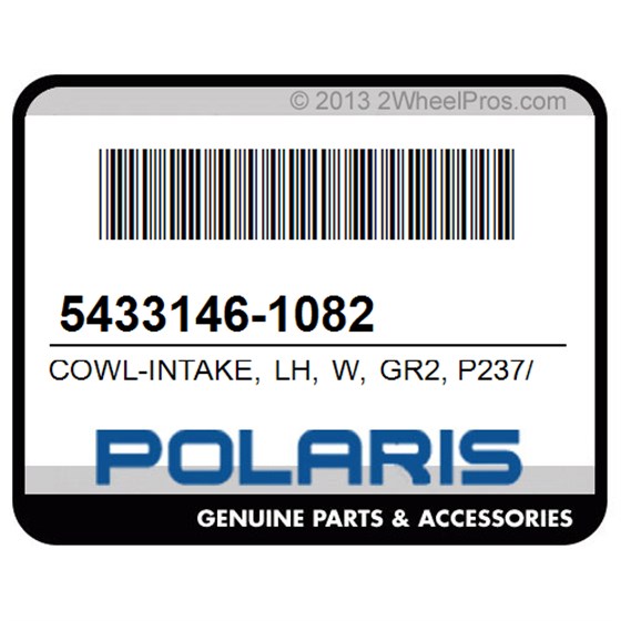 Polaris 5433146-1082 Cowl-Intake, Lh, W, Gr2, P237/P237