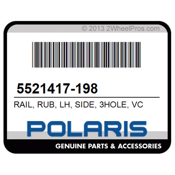 Polaris 5521417-198 Rail, Rub, Lh, Side, 3Hole, Vc