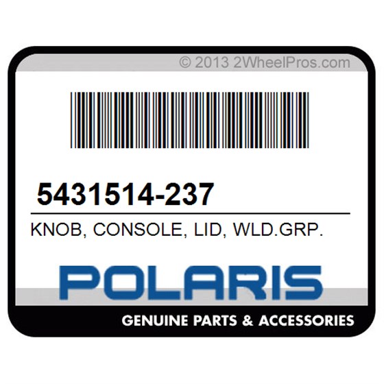 Polaris 5431514-237 Knob, Console, Lid, Wld.Grp.