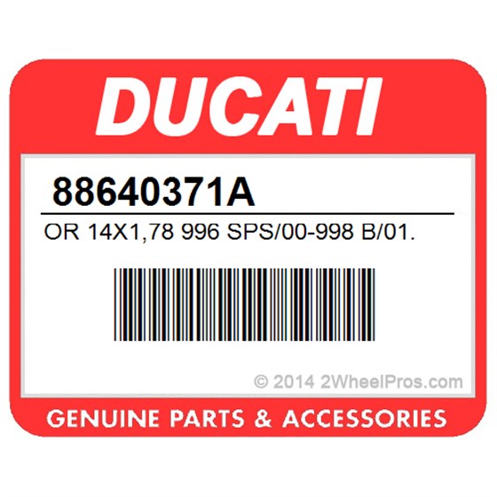 Ducati 88640371A Or 14X1,78 996 Sps/00-998 B/01. O-Ring.