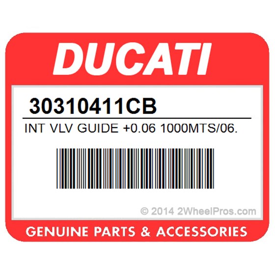 Ducati 30310411CB Int Vlv Guide +0.06 1000Mts/06. Intake Valve Guide Magg. 0,06.