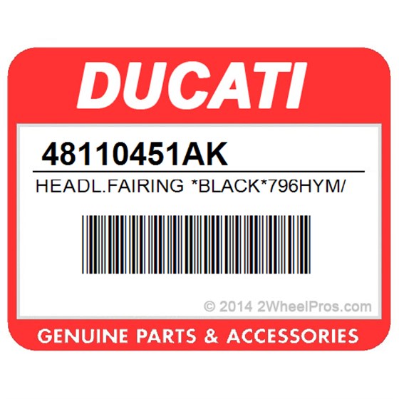 Ducati 48110451AK Headl.Fairing *Black*796Hym/10. Headlight Fairing (Matt Black).