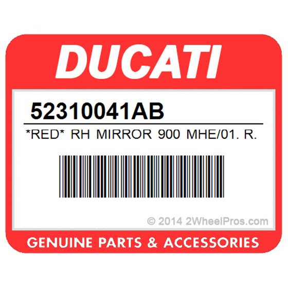 Ducati 52310041AB *Red* Rh Mirror 900 Mhe/01. R.H. Rear-View Mirror.
