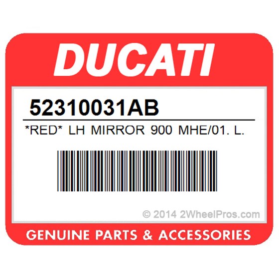 Ducati 52310031AB *Red* Lh Mirror 900 Mhe/01. L.H. Rear-View Mirror.