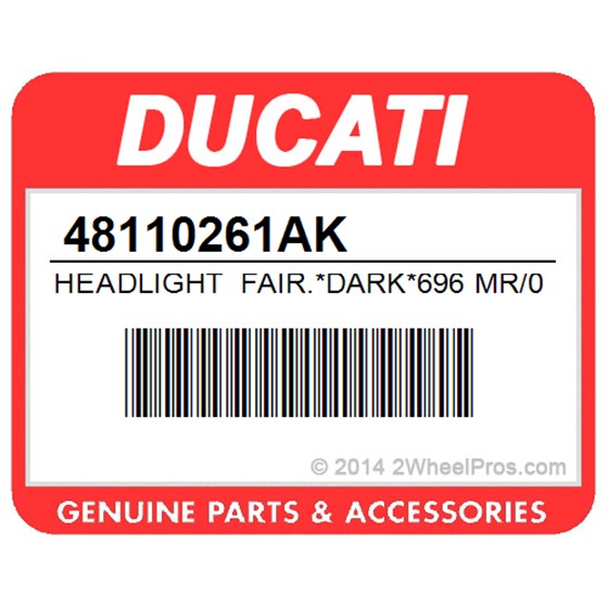 Ducati 48110261AK Headlight Fair.*Dark*696 Mr/09. Headlight Fairing (Matt Black) (696+).