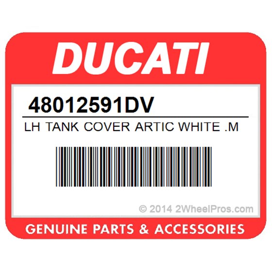 Ducati 48012591DV Lh Tank Cover Artic White .M11. Cap (L.H.) (White).