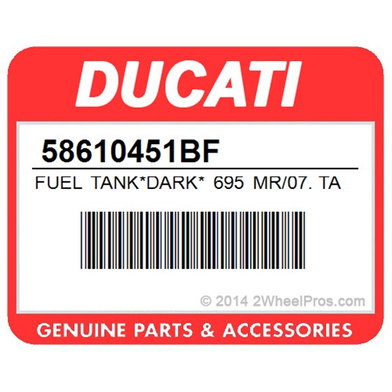 Ducati 58610451BF Fuel Tank*Dark* 695 Mr/07. Tank (Matt Black).