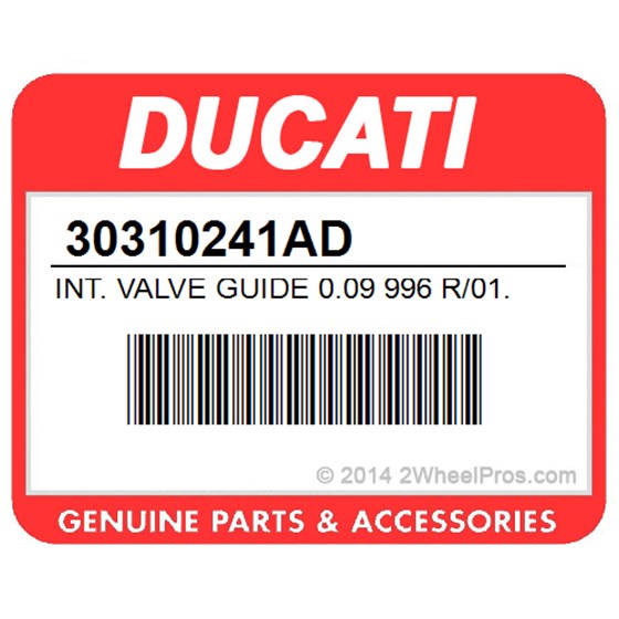 Ducati 30310241AD Int. Valve Guide 0.09 996 R/01. Oversize Valve Guide 0.09.