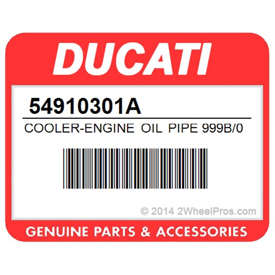 Ducati 54910301A Cooler-Engine Oil Pipe 999B/03. Oil Delivery Pipe.
