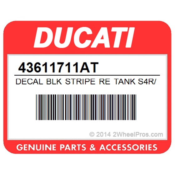 Ducati 43611711AT Decal Blk Stripe Re Tank S4r/07. Black Strip.