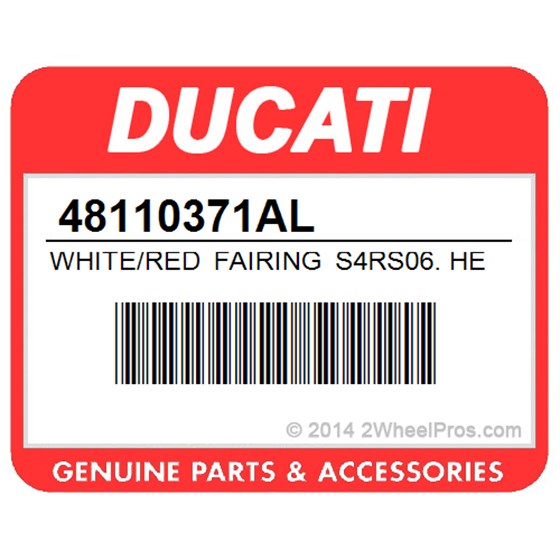 Ducati 48110371AL White/Red Fairing S4rs06. Headlight Fairing (Pearl/Red Strip).