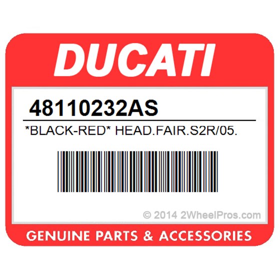 Ducati 48110232AS *Black-Red* Head.Fair.S2r/05. Headlight Fairing (Black/Orange Strip).