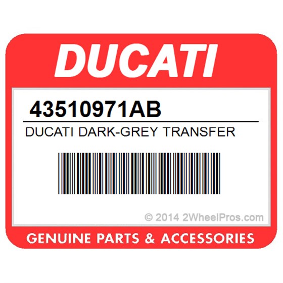 Ducati 43510971AB Ducati Dark-Grey Transfer   For Yellow-Silver. Sticker Ducati (For Yellow, Silver).