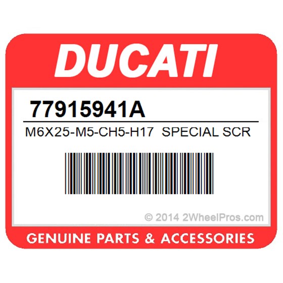 Ducati 77915941A M6x25-M5-Ch5-H17 Special Screw. Special Screw (Short).