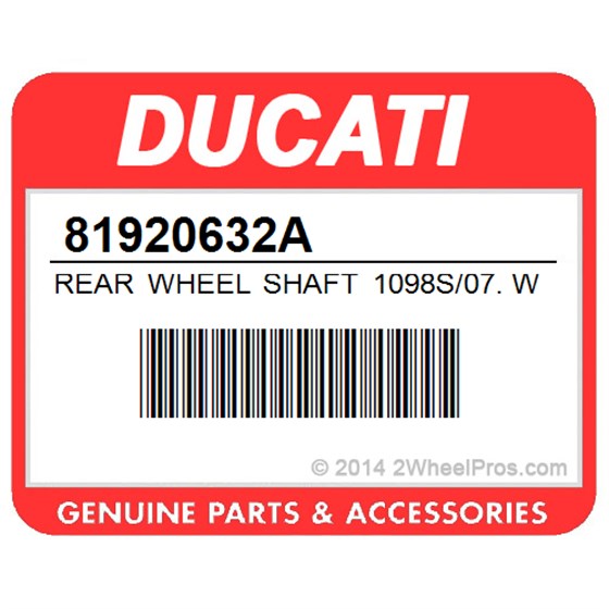 Ducati 81920632A Rear Wheel Shaft 1098S/07. Wheel Spindle (Rear).