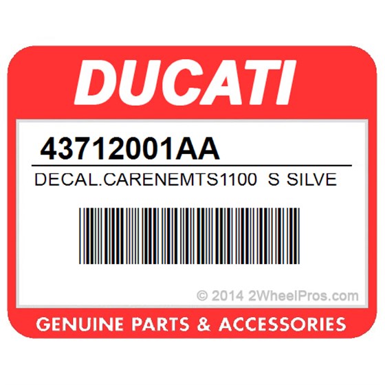 Ducati 43712001AA Decal.Carenemts1100 S Silver/ Red08. Sticker Multistrada 1100S.